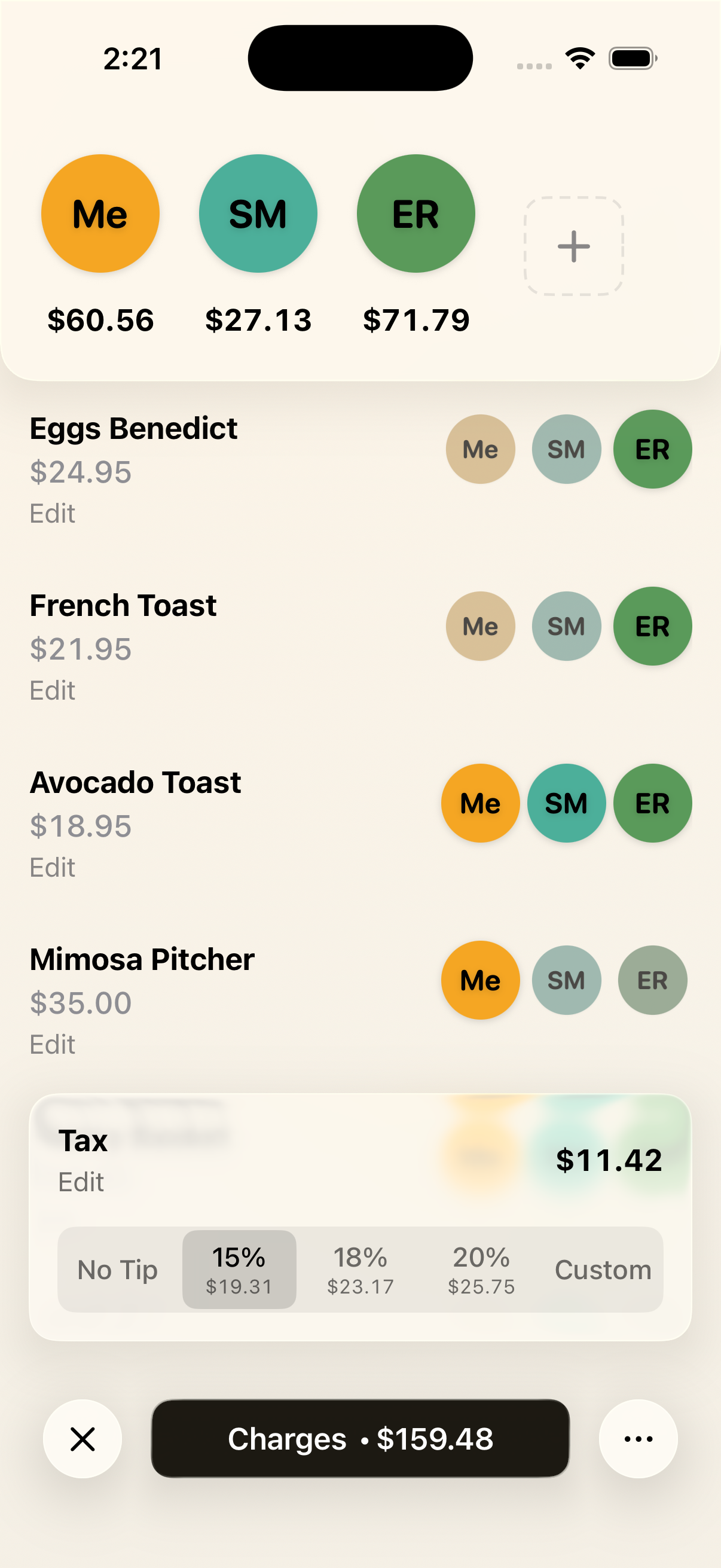 Splitting a bill at Balthazar